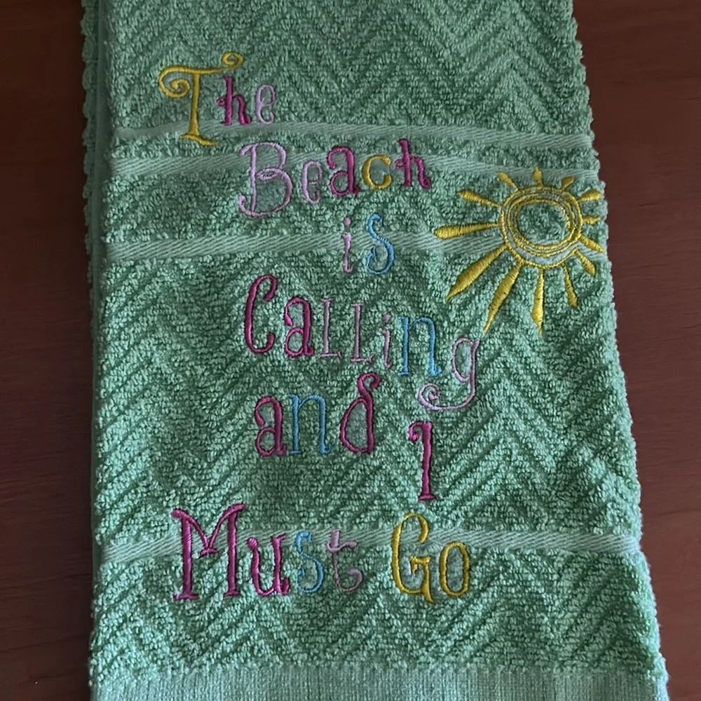 Green Beach Themed Kitchen Towel